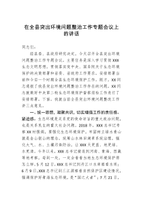 在全县突出环境问题整治工作专题会议上的讲话