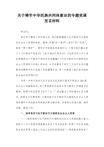 关于铸牢中华民族共同体意识的专题党课发言材料