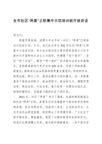 全市社区两委正职集中示范培训班开班讲话