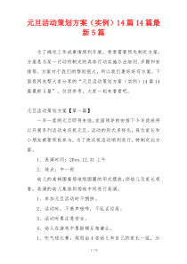 元旦活动策划方案（实例）14篇14篇最新5篇