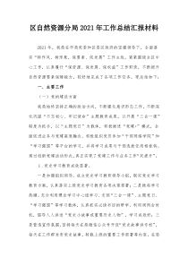 区自然资源分局20XX年工作总结汇报材料