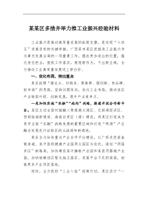 某某区多措并举力推工业振兴经验材料