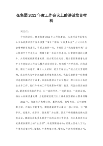 在集团20XX年度工作会议上的讲话发言材料