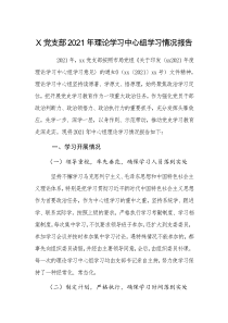 X党支部20XX年理论学习中心组学习情况报告