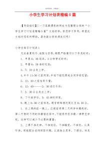 小学生学习计划表精编5篇