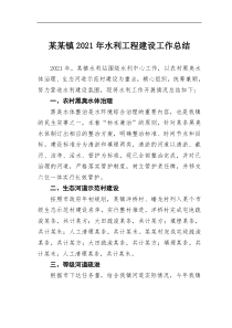 某某镇20XX年水利工程建设工作总结