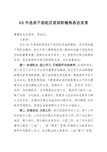 XX市选派干部赴区县挂职锻炼表态发言