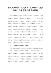 消防支队长在人民至上生命至上党委议防工作专题会上的发言材料