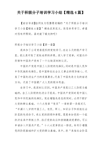 关于积极分子培训学习小结【精选4篇】