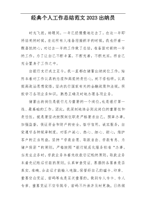 经典个人工作总结范文2023出纳员