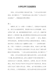 大学生学习总结报告