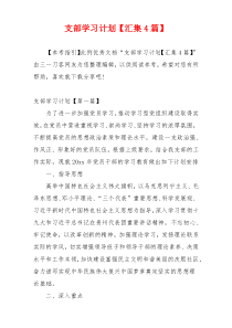 支部学习计划【汇集4篇】