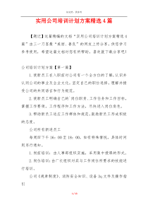 实用公司培训计划方案精选4篇