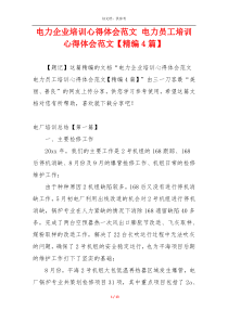 电力企业培训心得体会范文 电力员工培训心得体会范文【精编4篇】