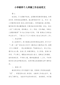 小学教师个人师德工作总结范文