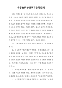 小学校长培训学习总结范例