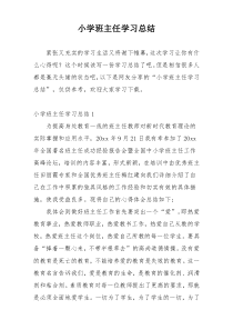 小学班主任学习总结