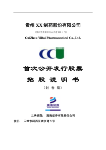 贵州XX制药股份有限公司股票招股说明书(doc192)(1)