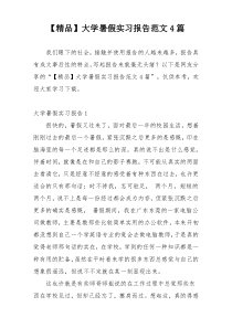 【精品】大学暑假实习报告范文4篇