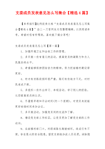 支委成员发表意见怎么写集合【精选4篇】