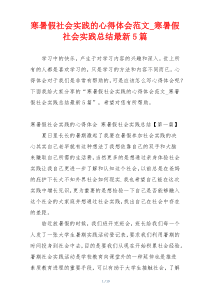 寒暑假社会实践的心得体会范文_寒暑假社会实践总结最新5篇