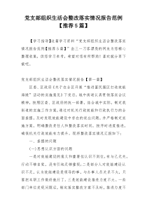 党支部组织生活会整改落实情况报告范例【推荐5篇】