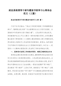 政法系统领导干部专题读书班学习心得体会范文（三篇）