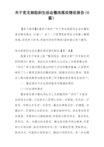 关于党支部组织生活会整改落实情况报告（5篇）