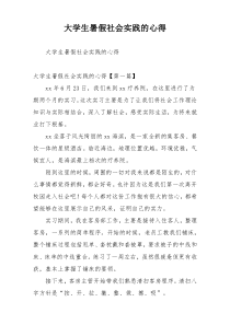 大学生暑假社会实践的心得