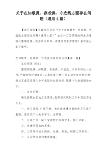 关于在知敬畏、存戒惧、守底线方面存在问题（通用4篇）