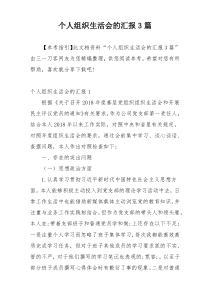 个人组织生活会的汇报3篇