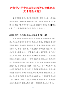 教师学习团十九大报告精神心得体会范文【精选4篇】