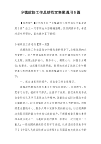 乡镇政协工作总结范文集聚通用5篇