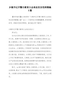 乡镇书记开警示教育大会表态发言范例精编3篇