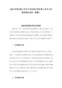 2023年党支部上半年工作总结与党支部上半年工作情况报告总结（两篇）