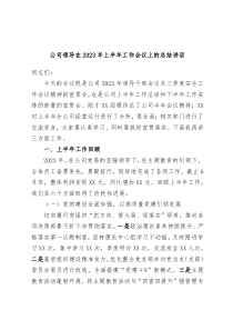 公司领导在2023年上半年工作会议上的总结讲话