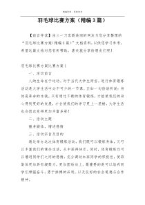 羽毛球比赛方案（精编3篇）