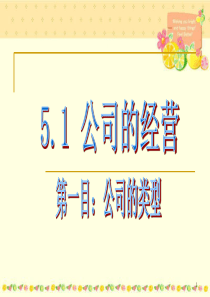 经济生活第五课第一框第一目 公司的类型