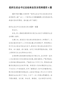 组织生活会书记总结表态发言范例通用4篇