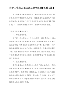 关于工作实习报告范文范例汇聚【汇编5篇】