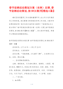 春节促销活动策划方案（实例）反馈_春节促销活动策划,按5WIH展开【精选5篇】