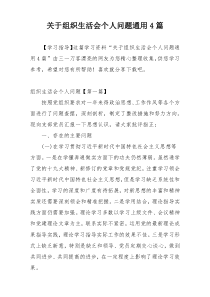 关于组织生活会个人问题通用4篇