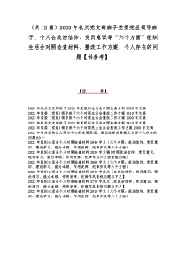 （共12篇）2023年机关党支部班子党委党组领导班子、个人在政治信仰、党员意识等“六个方面”组织