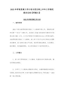 2023年学校党建工作计划与党支部上半年工作情况报告总结【两篇文】