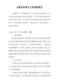 小组合作学习工作总结范文