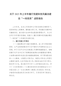 关于2023年上半年履行党建和党风廉洁建设“一岗双责”述职报告