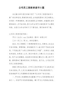 公司员工保密承诺书5篇