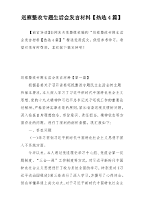 巡察整改专题生活会发言材料【热选4篇】