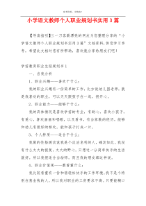 小学语文教师个人职业规划书实用3篇