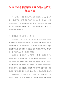 2023年小学教师教学常规心得体会范文精选5篇